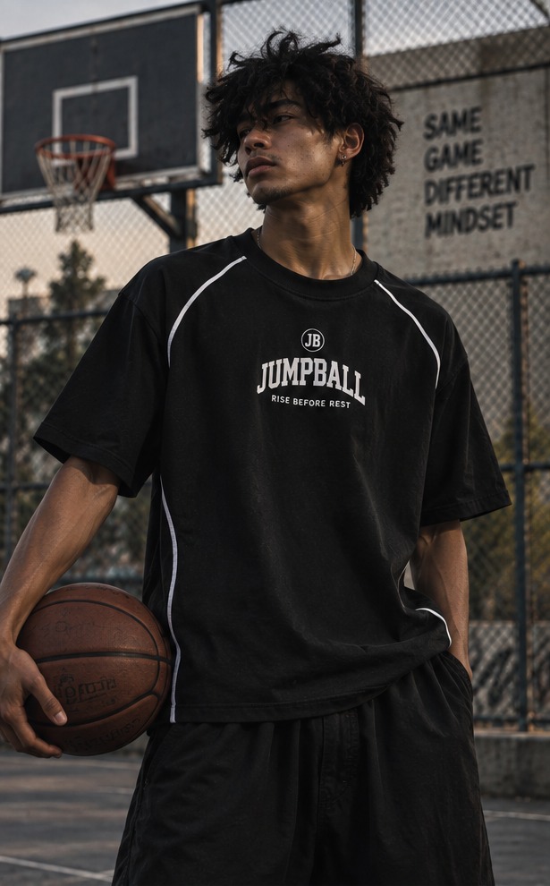 Rise Before Rest Jersey Tee in Black / White